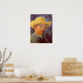 Zelfportret met strohoed van Vincent van Gogh Poster (Keuken)