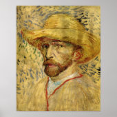 Zelfportret met strohoed van Vincent van Gogh Poster (Voorkant)
