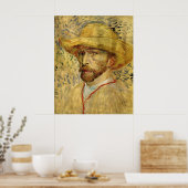 Zelfportret met strohoed van Vincent van Gogh Poster (Keuken)