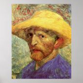 Zelfportret met strohoed van Vincent van Gogh Poster (Voorkant)