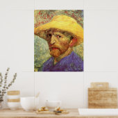 Zelfportret met strohoed van Vincent van Gogh Poster (Keuken)
