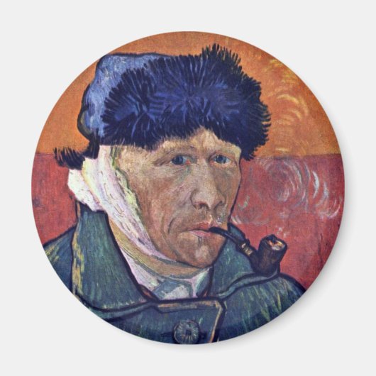 Zelfportret met verbonden oor van Vincent van Gogh Magneet (Voorkant)