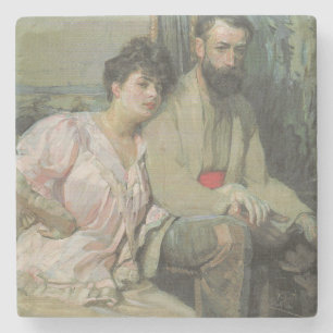 Zelfportret met zijn vrouw (door Frantisek Kupka) Stenen Onderzetter