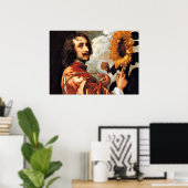 Zelfportret met zonnebloem, 1632 illustraties poster (Thuiskantoor)