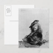 Zelfportret op een steenheuvel, 1639 briefkaart (Voorkant / Achterkant)