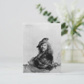 Zelfportret op een steenheuvel, 1639 briefkaart (Staand voorkant)