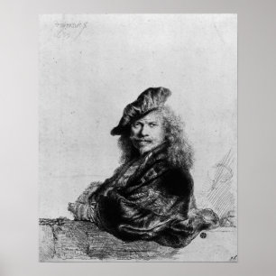 Zelfportret op een steenheuvel, 1639 poster