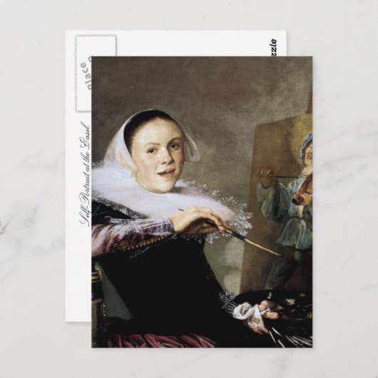 Zelfportret op het Easel Briefkaart (Voorkant / Achterkant)