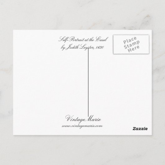 Zelfportret op het Easel Briefkaart (Achterkant)