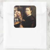 Zelfportret op het Easel Vierkante Sticker (Tas)