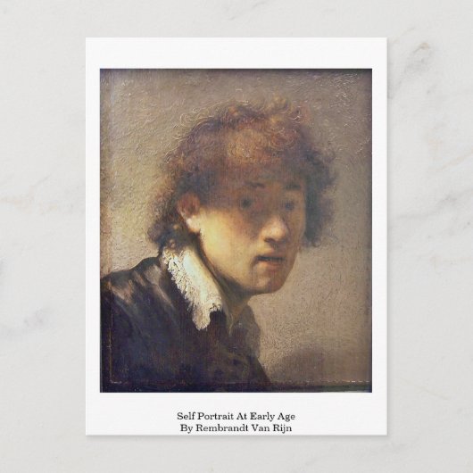 Zelfportret op vroege leeftijd door Rembrandt van Briefkaart (Voorkant)