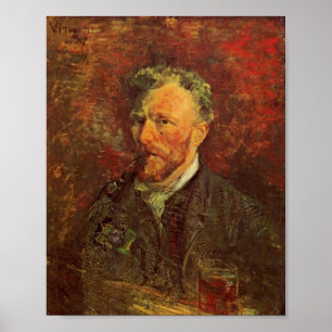 Zelfportret, pijpleiding en glas, Van Gogh Fine Ar Poster