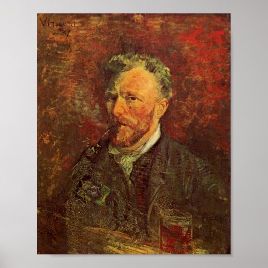Zelfportret, pijpleiding en glas, Van Gogh Fine Ar Poster (Voorkant)