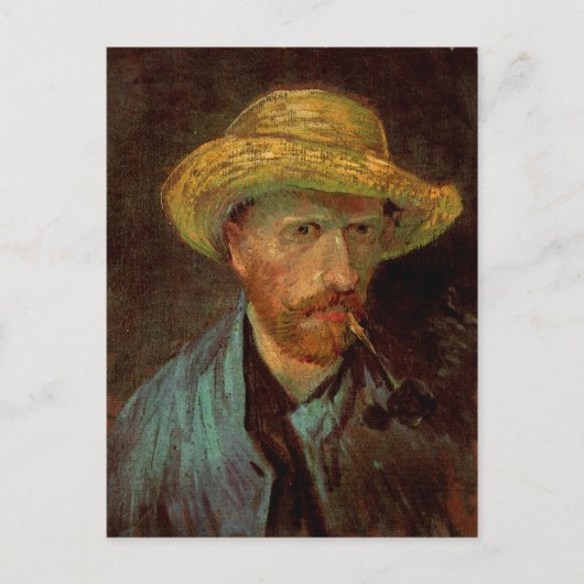 Zelfportret, stro Pet & pijp Van Gogh Fine Art Briefkaart (Voorkant)