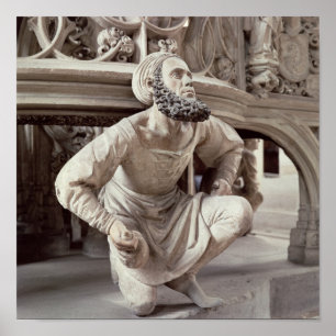 Zelfportret van Adam Krafft, steenbeeldhouwwerk Poster