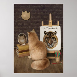 Zelfportret van de kat poster