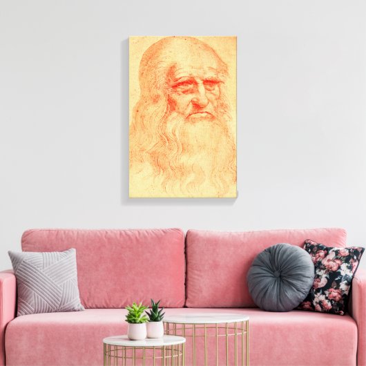 Zelfportret van de rode krijt van Leonardo da Vinc Canvas Afdruk (Insitu (Woonkamer))