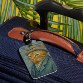 Zelfportret van een kat in de stijl van Van Gogh,  Bagagelabel