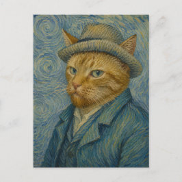 Zelfportret van een kat in de stijl van Van Gogh,  Briefkaart