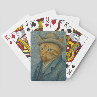 Zelfportret van een kat in de stijl van Van Gogh,  Pokerkaarten