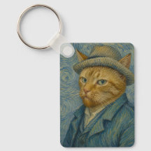 Zelfportret van een kat in de stijl van Van Gogh, 