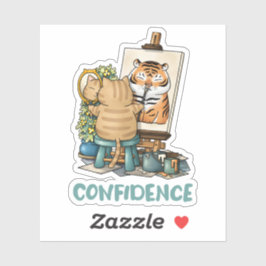 Zelfportret van een tijger met kattenvertrouwen sticker