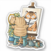 Zelfportret van een tijger met kattenvertrouwen sticker (Voorkant)
