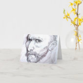 Zelfportret Van Gogh Fine Art Drawing Kaart (Gele Bloem)