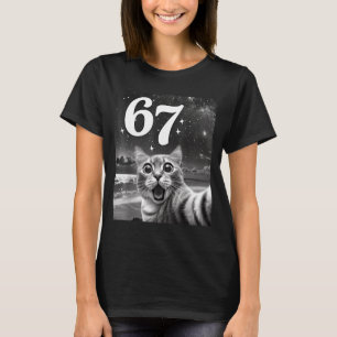 Zelfportret van kat met 67 meme grappige katten gr t-shirt