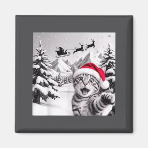 Zelfportret van kat met Kerstman Magneet