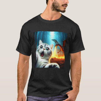 Zelfportret van kat met verraste draak Exotisch ko T-shirt