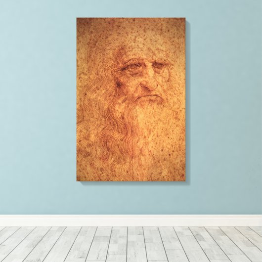Zelfportret van Leonardo da Vinci, Renaissancekuns Canvas Afdruk (Insitu (Houten vloer))