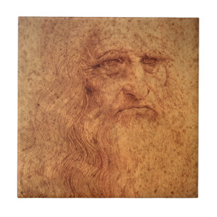 Zelfportret van Leonardo da Vinci, renaissancekuns Tegeltje