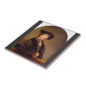 Zelfportret van Rembrandt Harmenszoon van Rijn Tegeltje (Zijkant)