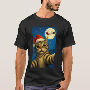 Zelfportret van schattige kat met kerstmuts Kerstm T-shirt