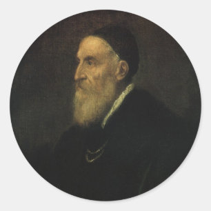 Zelfportret van Titiaan, renaissance Art Ronde Sticker