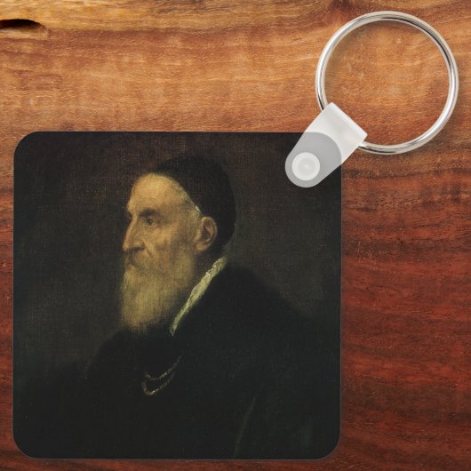 Zelfportret van Titiaan, renaissance Art Sleutelhanger (Achterkant)