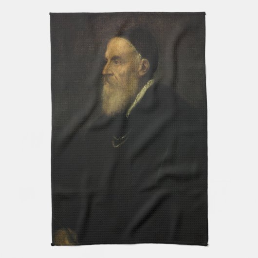 Zelfportret van Titiaan,  renaissance Art Theedoek (Verticaal)