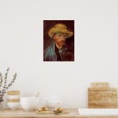Zelfportret van Van Gogh met strohoed en pijp Poster (Keuken)