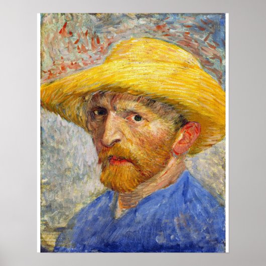 Zelfportret van Van Gogh met strohoed Poster (Voorkant)