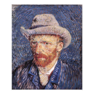 Zelfportret van Van Gogh met vilten hoed Foto Afdruk