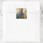 Zelfportret van Van Gogh voor het ezel Vierkante Sticker (Tas)