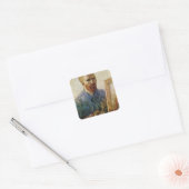 Zelfportret van Van Gogh voor het ezel Vierkante Sticker (Envelop)