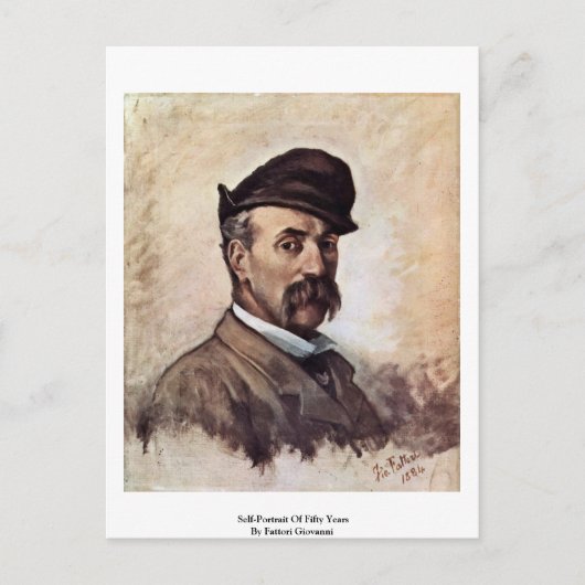 Zelfportret van vijftig jaar door Fattori Giovanni Briefkaart (Voorkant)