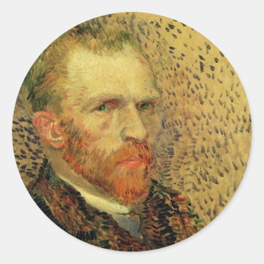 Zelfportret van Vincent van Gogh, Klassieke Kunst Ronde Sticker (Voorkant)