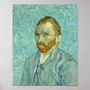 Zelfportret van Vincent Van Gogh met blauwe achter Poster