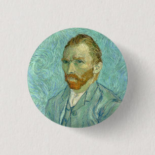 Zelfportret van Vincent Van Gogh met blauwe achter Ronde Button 3,2 Cm