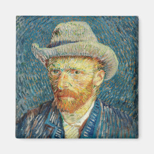 Zelfportret van Vincent Van Gogh met grijze viltho Magneet