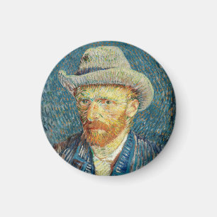 Zelfportret van Vincent Van Gogh met grijze viltho Magneet