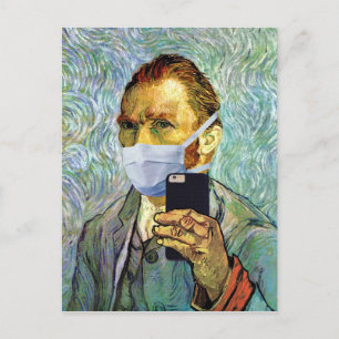 Zelfportret van Vincent Van Gogh met masker selfie Briefkaart